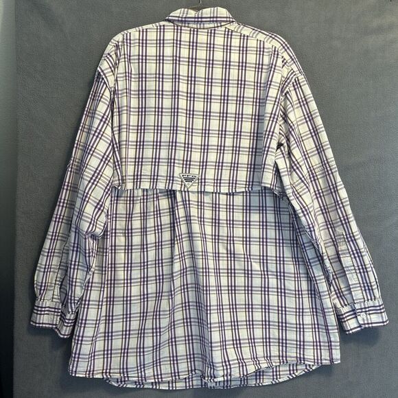 LSU Tigers Columbia Super Bonehead Fishing Shirt Mens Size L Purple Vented L/S - Picture 3 of 10